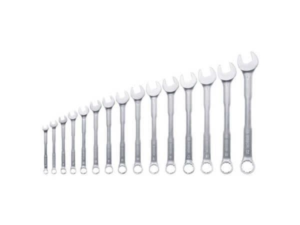 Bosch 1 600 A02 Z9E, 6,7,8,9,10,11,12,13,14,15,16,17,18,19,21 mm, Rustfritt stål, Kromvanadiumstål, Satin, 15 stykker