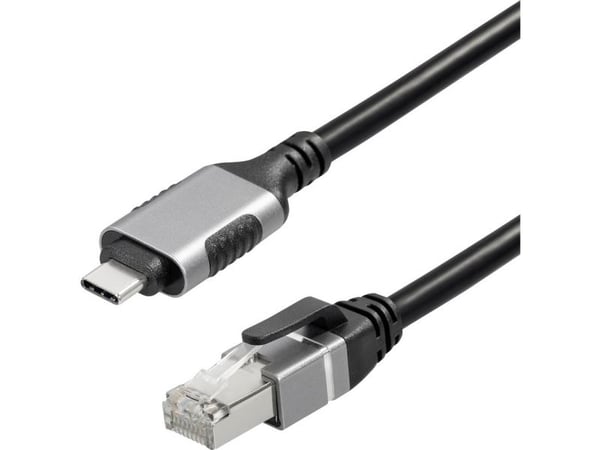 Cordial Maxtrack USB-C®/RJ45-adapterkabel för nätverk CAT 6 [1x USB-C®-kontakt - 1x RJ45-kontakt] 1 m svart