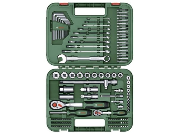 Bosch 1 600 A02 Z9B, Kombinasjonsnøkkel, 6,7,8,10,12,13,14,15,17,19 mm, Svart, Grønn, Grønn, 132 verktøy