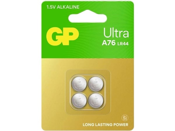 GP knappcellebatteri LR 44 1,5 V, 4 stk 110 mAh alkalisk mangan Ultra