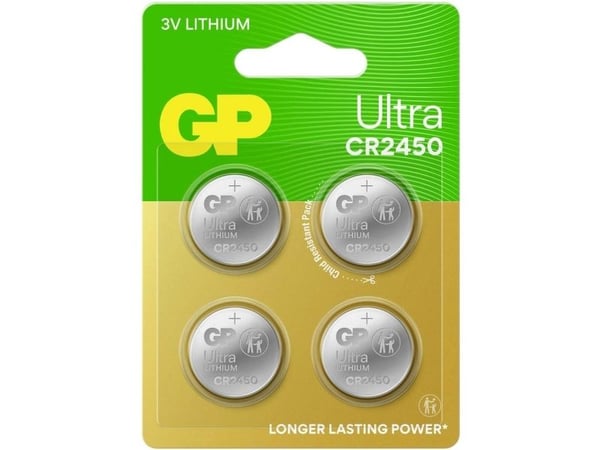 GP Kolikkoparisto CR 2450 3 V 4 kpl 540 mAh Lithium Ultra