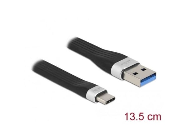 Delock - USB-adapter - USB-type A (hann) til USB-C (hann) - USB 3.1 Gen 2 - 3 A - 13.5 cm - flat - svart