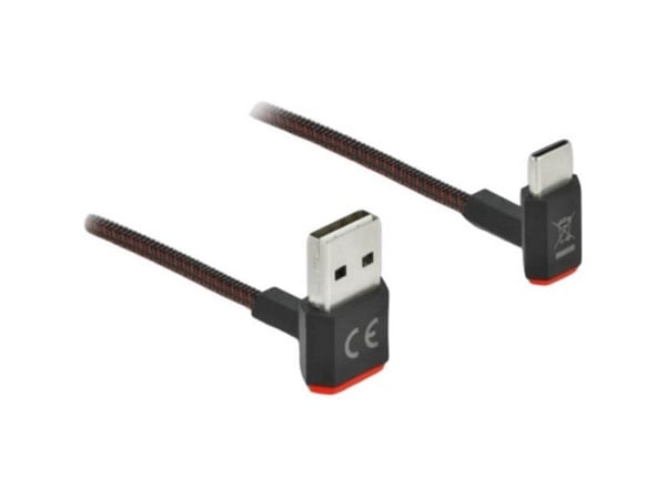 Delock Easy - USB-kabel - USB (hann) opp/ned-vinklet, vendbar til 24 pin USB-C (hann) opp/ned-vinklet, vendbar - USB 2.0 - 50 cm - svart