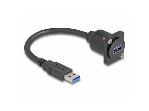 Delock D-tyypin USB 5 Gbps -kaapeli tyyppi-A uros tyyppi-A naaras musta 20 cm
