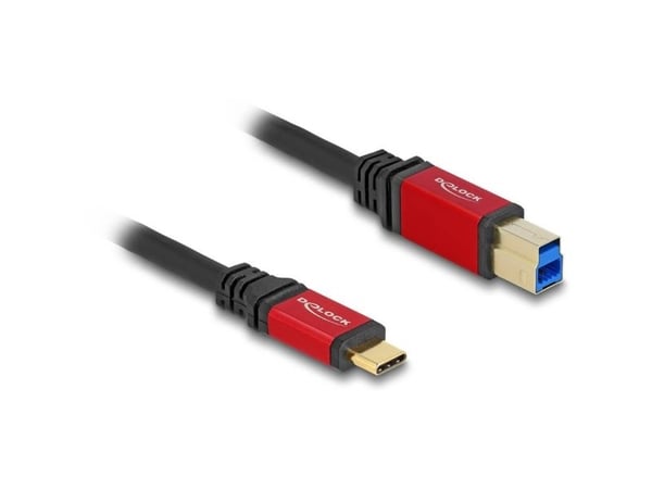 Delock USB 5 Gbps-kabel USB Type-C-plugg til USB Type-B-plugg 1 m rødt metall