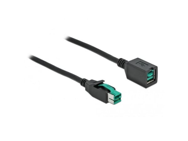 Delock - PoweredUSB extension cable - USB PlusPower (12 V) (hann) til USB PlusPower (12 V) (hunn) - 12 V - 5 m - svart