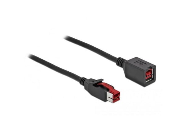 Delock - PoweredUSB extension cable - USB PlusPower (24 V) (hann) til USB PlusPower (24 V) (hunn) - 24 V - 5 m - svart