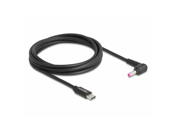 Delock - Strømkabel - 24 pin USB-C (hann) til 4,8 x 1,7 mm DC-jakk (hann) - 20 V - 3 A - 1.5 m - svart
