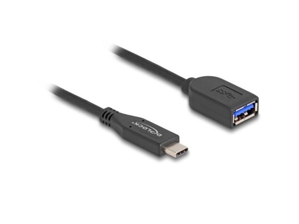 Delock - USB-kabel - 24 pin USB-C (hann) til USB-type A (hunn) - 50 cm - up to 10 Gbps data transfer rate, vridd - svart