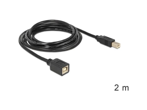 Delock - USB-förlängningskabel - USB typ B (hona) till USB typ B (hane) - 2 m - svart