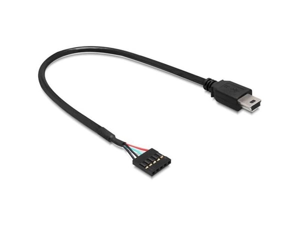 Delock USB 2.0 Pin Header - Intern-til-ekstern USB-adapter - mini-USB type B (hann) til 5-pins USB 2.0-hode (hunn) - 30 cm - svart