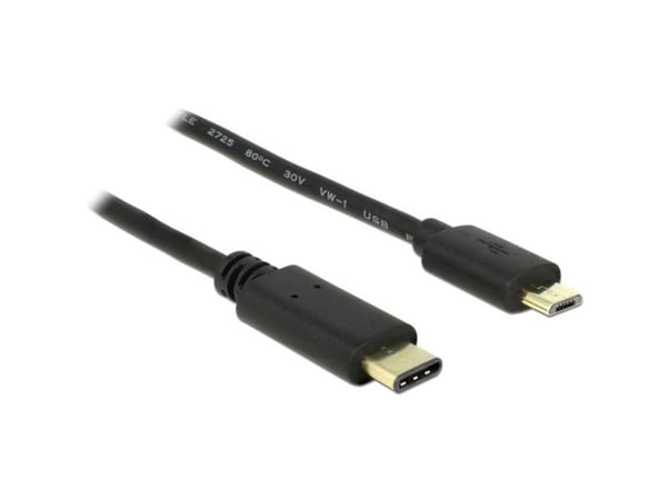 Delock - USB-kabel - 24 pin USB-C (hann) til Micro-USB type B (hann) - USB 2.0 - 3 A - 2 m - svart