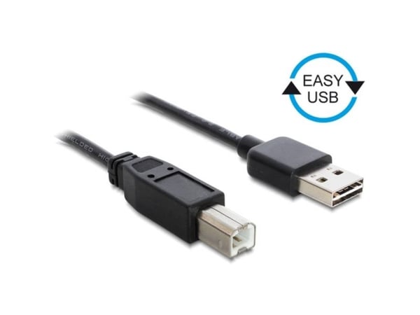 Delock Easy - USB-kabel - USB (hann) reversibel til USB-type B (hann) - USB 2.0 - 50 cm - svart