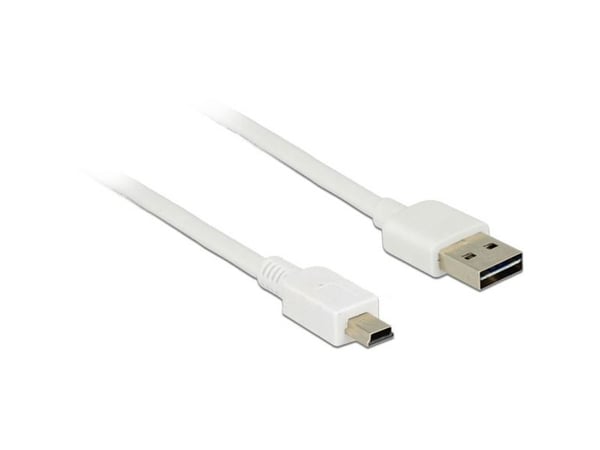 Delock Easy - USB-kabel - USB (hann) reversibel til mini-USB type B (hann) - USB 2.0 - 1 m - hvit