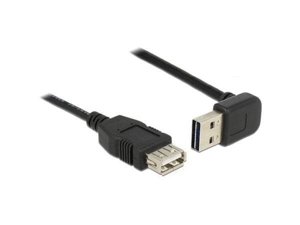 Delock Easy - USB-forlengelseskabel - USB (hann) opp/ned-vinklet, vendbar til USB (hunn) - USB 2.0 - 50 cm - svart