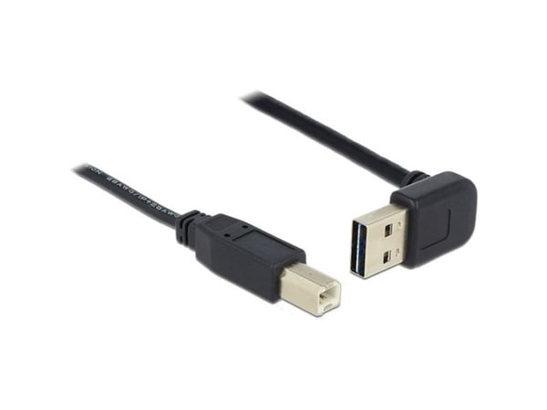 Delock Easy - USB-kabel - USB (hann) 90°-vinklet, reversibel til USB-type B (hann) rett - USB 2.0 - 50 cm - svart