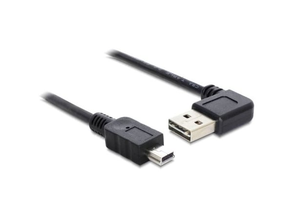 Delock Easy - USB-kabel - USB (hann) venstre/høyre-vinklet, reversibel til mini-USB type B (hann) - USB 2.0 - 50 cm - svart