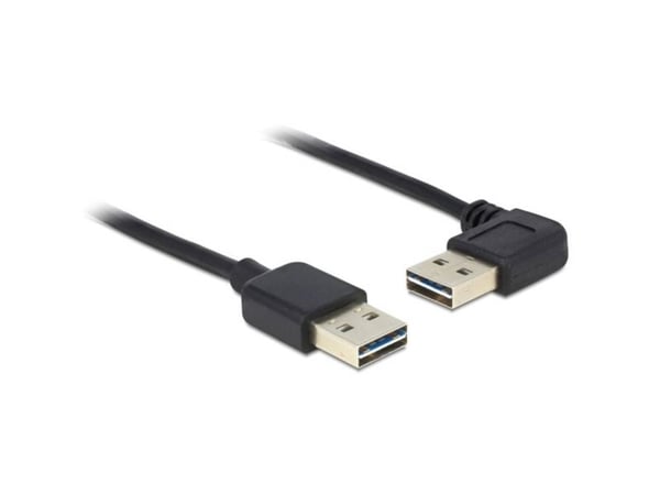 Delock Easy - USB-kabel - USB (hann) venstre/høyre-vinklet, reversibel til USB (hann) reversibel - USB 2.0 - 50 cm - svart