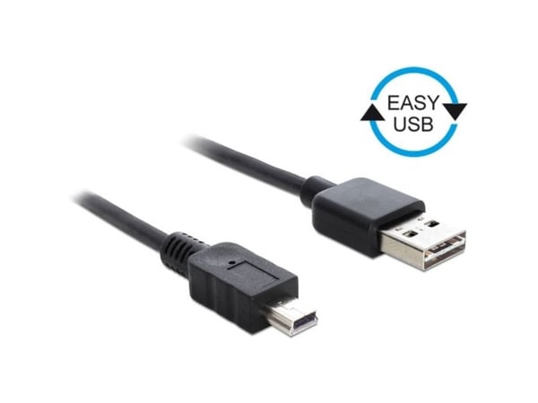 Delock Easy - USB-kabel - USB (hann) reversibel til mini-USB Type B (hann) - USB 2.0 - 50 cm - svart