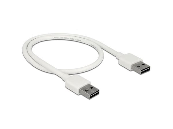DeLOCK 85192, 0,5 m, USB A, USB A, USB 2.0, Uros/uros, Valkoinen