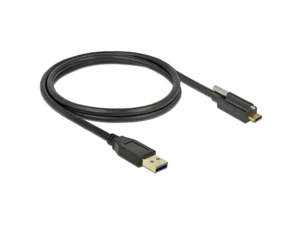 Delock - USB-kabel - USB-type A (hann) til USB-C (hann) - USB 3.1 Gen 2 - 3 A - 1 m - tommelskruer - svart