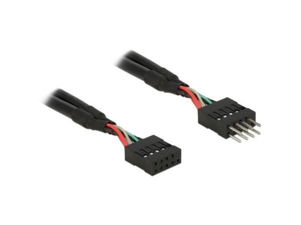 Delock USB 2.0 Pin Header - USB-internkabel - 10-pins USB-kontakt (hunn) til 10-pins USB-kontakt (hann) - 25 cm - svart