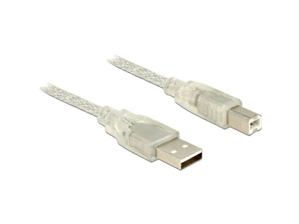 Delock - USB-kabel - USB-type B (hann) til USB (hann) - USB 2.0 - 3 m - gjennomsiktig