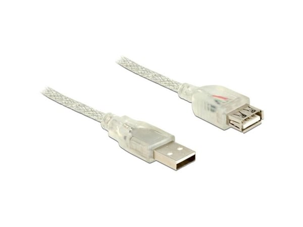 DeLOCK 0.5m, 2xUSB2.0-A, 0,5 m, USB A, USB A, USB 2.0, Uros/naaras, Läpinäkyvä