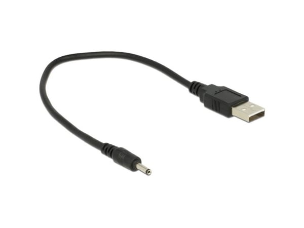 Delock - USB/strøm-kabel - USB (kun strøm) (hann) til 3,0 x 1,1 mm DC-jakk (hann) - 27 cm - svart