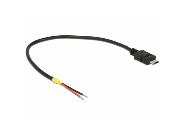 Delock - Strømkabel - Micro-USB type B (kun strøm) (hann) til uisolert tråd - 20 cm - svart