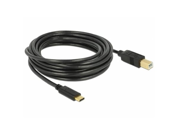 Delock - USB-kabel - USB-C (hann) til USB-type B (hann) - USB 2.0 - 3 A - 4 m - svart