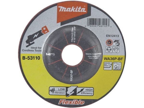 Makita - Slipeskive - for metall, rustfritt stål - 125 mm - grovkorn: WA36P - for Makita DGA506RTJ