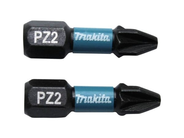 Makita Impact Black - Impact screwdriver bit - 2 deler - pozidriv - PZ2 - heksagonal - lengde: 25 mm