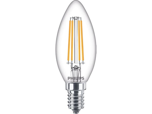 Philips CorePro - LED-filamentlyspære - form: B35 - klar finish - E14 - 6.5 W (ekvivalent 60 W) - klasse E - varmt hvitt lys - 2700 K