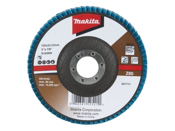 Makita - Lamellskive - for metall, rustfritt stål, ikke-jernholdig metall, stål - 125 mm - kornstørrelse: Z80