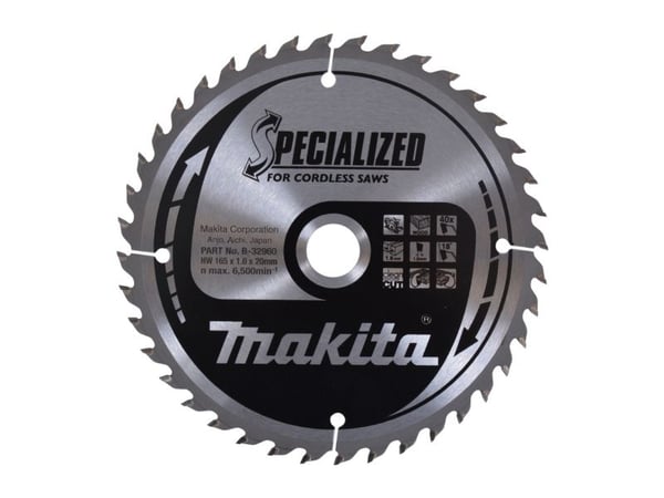 Makita Specialized - Sirkelformet sagblad - for tre - 165 mm - 40 tenner