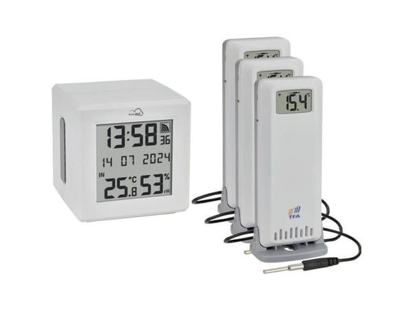 TFA Dostmann TFA.me Starter Set WLAN Gateway ID-01 med 3 sändare ID-A3 trådlös digital termometer Vit