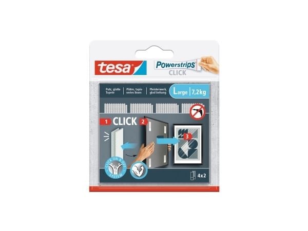 TESA Powerstrips CLICK L, Monteringspute, Hvit, Innendørs, 7,2 kg, 20 mm, 85 mm