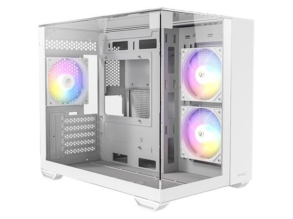 Antec CX600M Trio ARGB White, Mini Tower, PC, Gjennomsiktig, Hvit, ITX, Micro-ITX, Glass, Stål, Herdet glass, Spilling