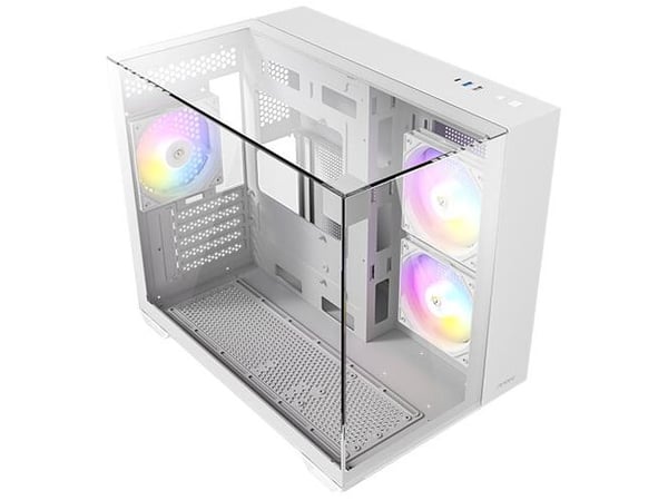 Antec CX600M Trio ARGB White, Mini Tower, PC, Gjennomsiktig, Hvit, ITX, Micro-ITX, Glass, Stål, Herdet glass, Spilling