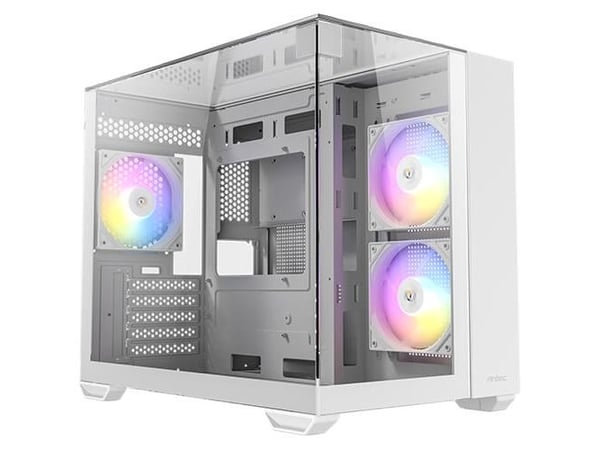 Antec CX600M Trio ARGB White, Mini Tower, PC, Gjennomsiktig, Hvit, ITX, Micro-ITX, Glass, Stål, Herdet glass, Spilling