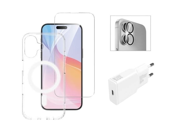 4smarts 3in1 Premium Starter Set, Läpinäkyvä, Valkoinen, 9H, Apple, iPhone 16, 50 g, 180 mm