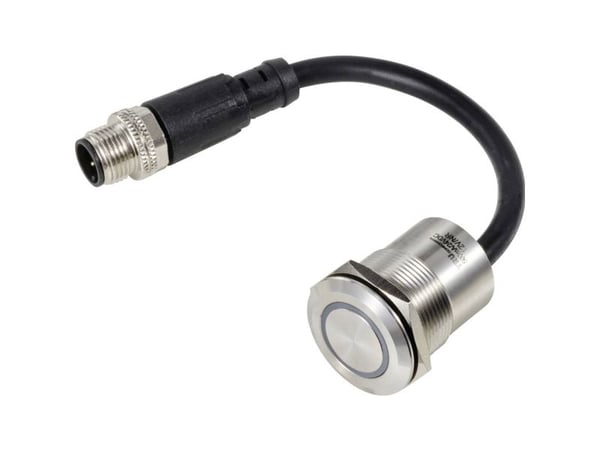 TRU COMPONENTS TC-12835308 TC-PS223P10YSSG12T M12 MALE CONNECTOR Piezo-painike 24 V 0,2 A 1 x Off/(On) Painike Vihreä (Ø) 28,5 mm 1 kpl 1 kpl