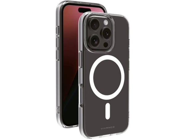 Vivanco Mag Steady, Etui, Apple, iPhone 16 Pro, 16 cm (6.3"), Gjennomsiktig, Hvit