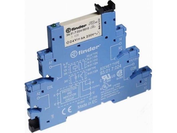 Finder 38.51.0.012.0060 Relekomponentti Nimellisjännite: 12 V/DC, 12 V/AC Katkaisuvirta (max.): 6 A 1 x vaihtokosketin 1 kpl 1 kpl