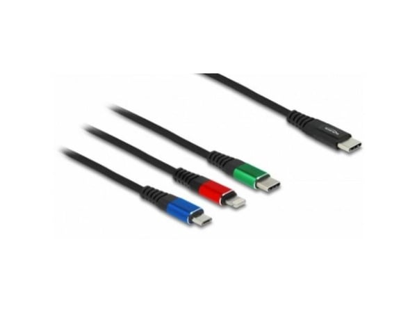 DeLOCK 87881, 0,3 m, USB A, USB C/Lightning, USB 2.0, Musta, Vihreä, Punainen
