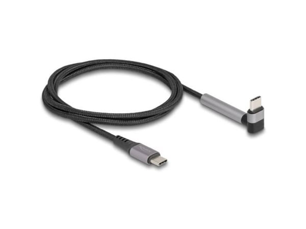 Delock USB 2.0-kabel USB Type-C hann til hann vinklet med stativfunksjon PD 3.0 60 W 1,5 m