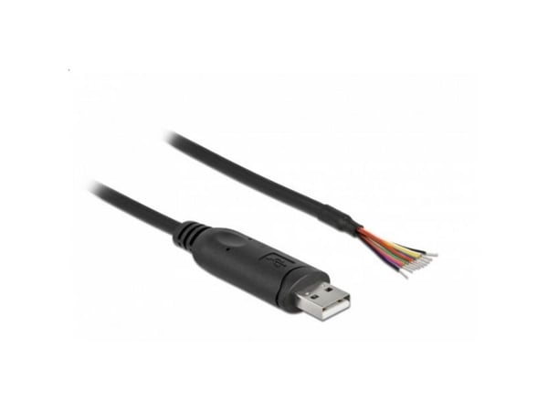 DeLOCK 90524, Musta, 1 m, USB A, RS-232, Uros, Suora