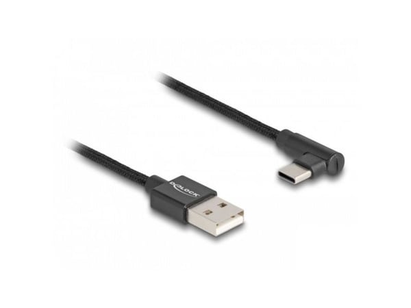 Delock USB 2.0 Kabel Typ-A Stecker zu USB Type-C Stecker gewinkelt 0,5 m musta