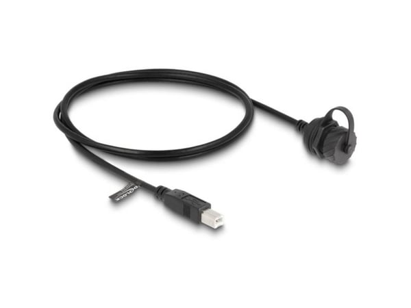 Delock-kaapeli USB 2.0 type-B uros USB 2.0 type-B naaras USB 2.0 type-B asennukseen bajonettilukituksella IP68 pölyn- ja vedenkestävyyskorkki